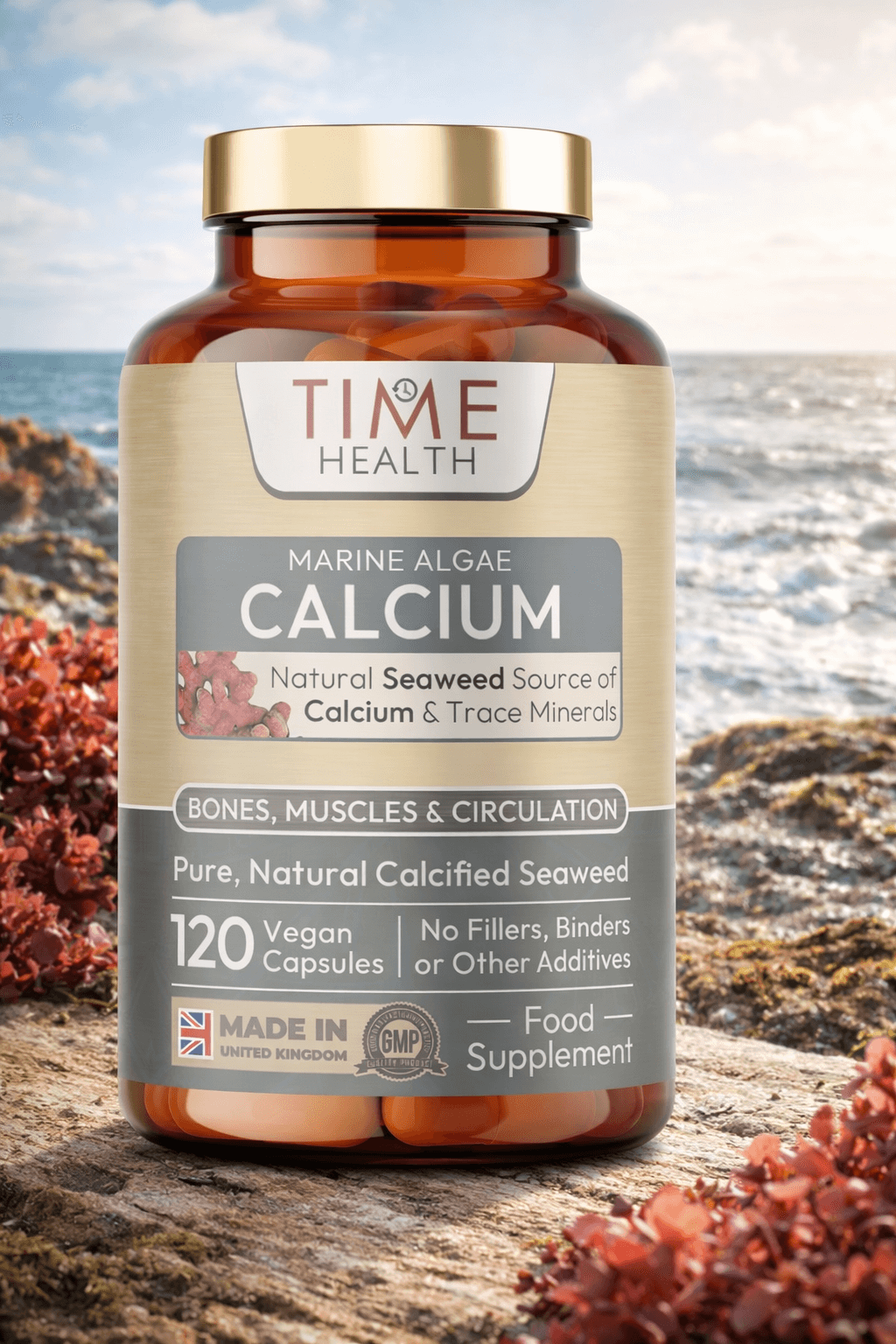 Marine Calcium and Trace Minerals – 120 Capsules – Made from Red Alga Lithothamnium calcareum