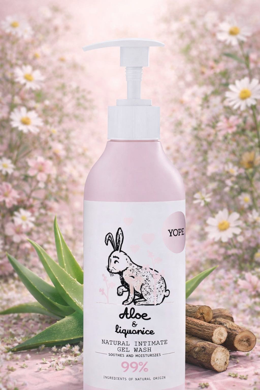 YOPE Natural Intimate Wash Feminine Wash Lacid Acid Sorbitol Panthenol Gentle 99% Natural Ingredients Aloe & Liquorice 300Ml